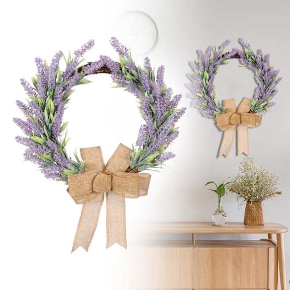 EZPXFCI 16" Lavender Wreath for Front Door, Artificial Purpule Wreath for Porch, Wedding, Farmhouse Decor, Outdoor Wreaths All Seasons Spring Summer Home Wall Window Decorations(Purple Lavender)