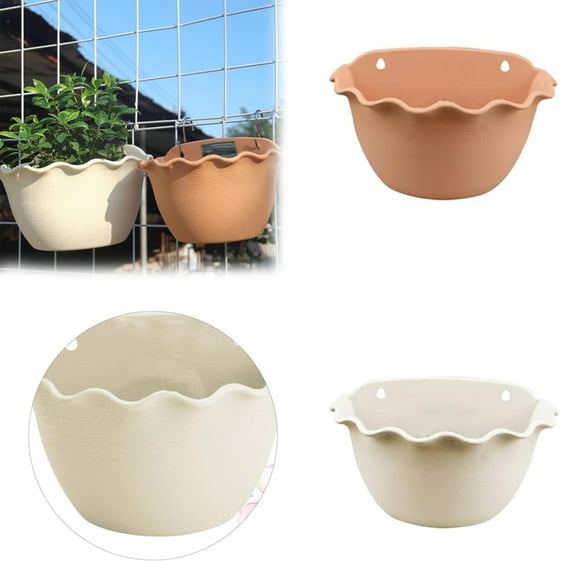 EZPXFCI 1pc Semicircle Wall Hanging Planter Beige Flowerpot for Indoor and Outdoor Use Chic Garden Supply for Cozy Home Decor Easy to Install Hanging Basin for Flowers