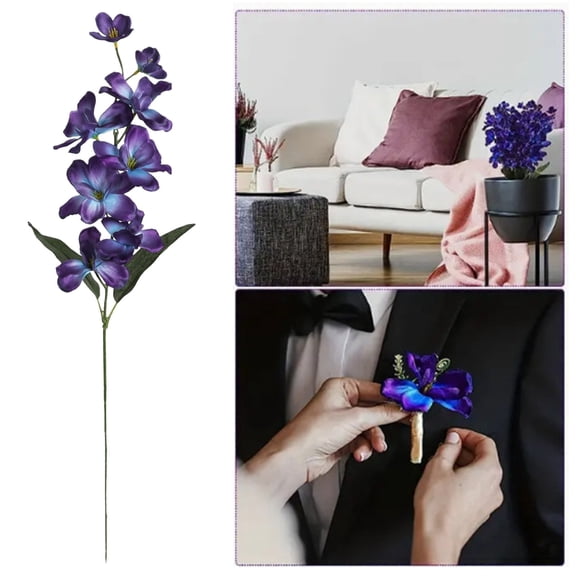 EZPXFCI 27 Inch Artificial Orchid Stems Purple Blue Silk Turquoise Orchids Flowers for Wedding Bridal Bouquet Boutonniere Wreath Table Centerpiece Outdoor Decor