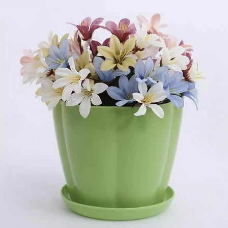 EZPXFCI 3.5 inch Plant Pot, Round Plastic Plant Pots, Outdoor Pots for Plants with Drainage Hole & Tray Saucer, Decoration Flower Pots for Indoor Plants Home Garden Outdoor Planters