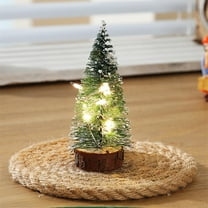 EZPXFCI 3.94'' Small Table Top Christmas Tree – Miniature Pine Tree with LED Lights & Wooden Base, Indoor Home Xmas Holiday Desktop Decor