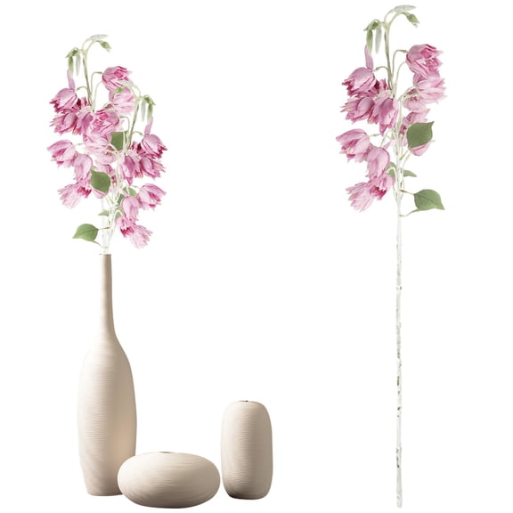 EZPXFCI 33.5 Inch Artificial Dendrobium Orchid Flowers For Wedding Home Decor Elegant Wind Bell Orchid Arrangement For Living Room & Event Centerpieces (Pink)
