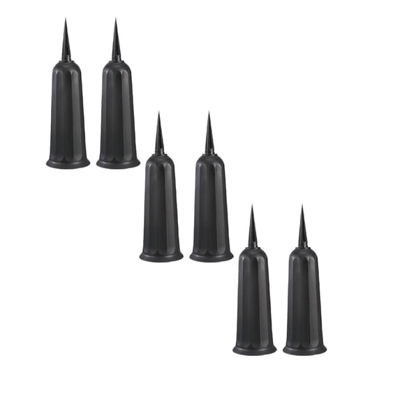 EZPXFCI 6 Pack Cemetery Vases,Memorial Floral Vases with Spikes,Grave Flower Holder Cones for Outdoor Use,Lawn Headstone Graveside Decoration,Fresh or Artificial Flowers,Black