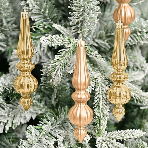 EZPXFCI 6 Pcs Crystal Glass Finial Christmas Ornaments Large Hanging Christmas Finials Hanging Christmas Tree Decorations for Xmas Tree Decoration Holiday Decor