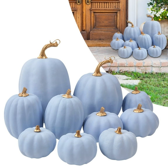 EZPXFCI 7 Pcs Artificial Pumpkins Halloween Faux Rustic Decorative Foam Pumpkins for Fall Halloween Thanksgiving Tabletop Centerpiece Mantel Kitchen Decor