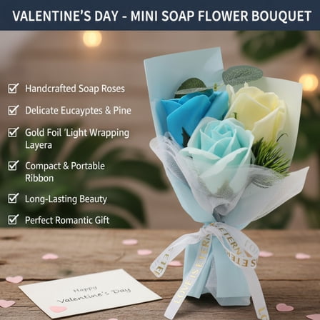 EZPXFCI 9.84 Inch Blue Rose Bouquet - Flower Gifts for Mom, Wife, Grandma & Best Friend, Prime Delivery Flower Gifts for Women