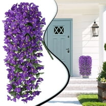 EZPXFCI Artificial Bougainvillea Flowers Plants for Outdoors Decoration, Faux Silk Flowers Long Trailing Fake Vines for Front Door Porch Planter Balcony Patio Summer Spring Home Decor, Purple