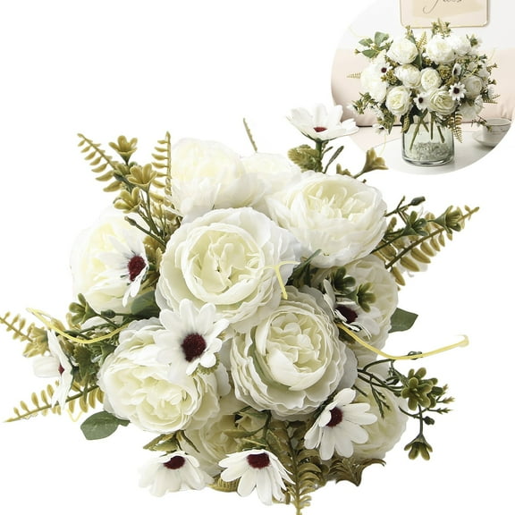 EZPXFCI Artificial Fall Flowers Bouquet for Decoration, Fall Fake Silk Flower Arrangement Autumn Flower Fall Decorations for Home Indoor Office Wedding Bride Bouquets Table Centerpieces Fall Decor