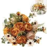 EZPXFCI Artificial Fall Flowers Bouquet for Decoration, Fall Fake Silk Flower Arrangement Autumn Flower Fall Decorations for Home Indoor Office Wedding Bride Bouquets Table Centerpieces Fall Decor