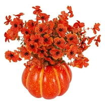EZPXFCI Artificial Fall Flowers For Outdoors Pumpkin Potted Ornament， Artificial Plants Fall Plants For Outside Halloween Christmas Porch Decoration Fall Decor(Orange)