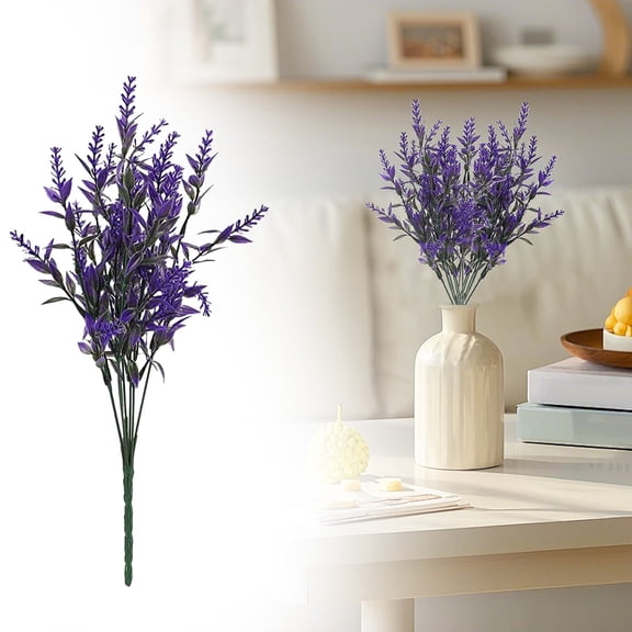 EZPXFCI Artificial Lavender Flowers for Outdoor Indoor Decor, UV Resistant Fake Flowers Plastic Faux Plants Wedding Kitchen Office Table Centerpieces Home Porch Yards Cemetery Decor