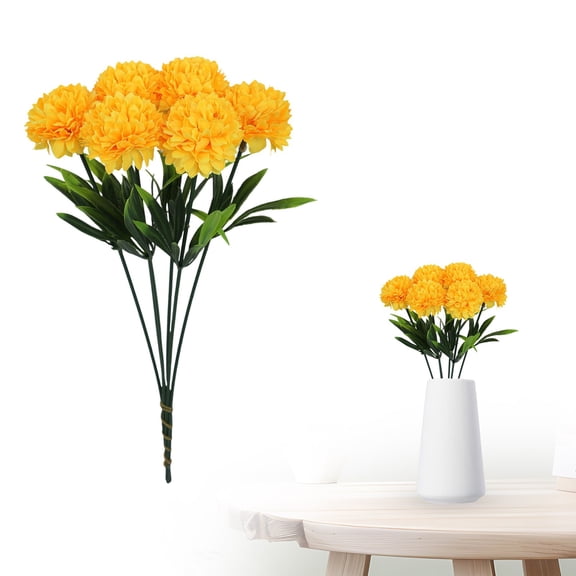 EZPXFCI Artificial Yellow Flowers, Fake Flowers Silk Artificial Chrysanthemum Ball Hydrangea Bridal Wedding Bouquet for Home Garden Party Wedding Decor