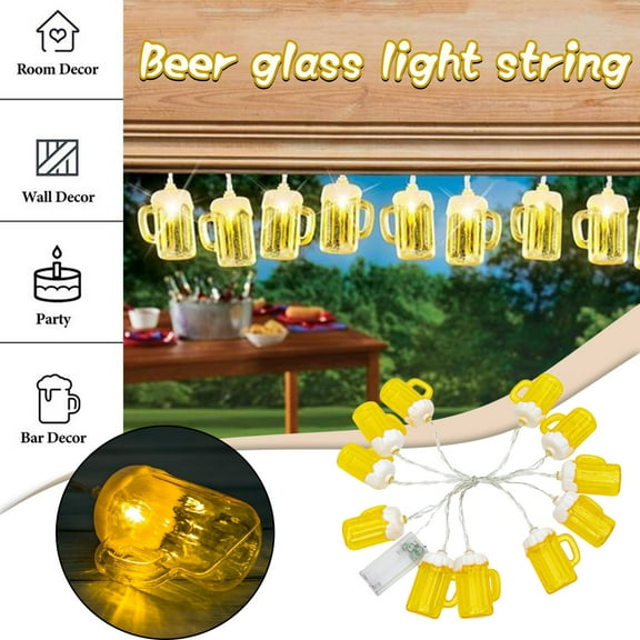 EZPXFCI Beer Mug String Lights 5Ft Home Outdoor Party Decorations String Lights with 10 Beer Cup Lights, Hanging Beer Cup Lights for Patio Outdoor Lights Bar Patio Garden Beer Lovers' Parties