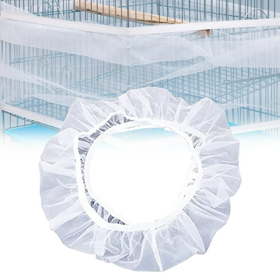 EZPXFCI Bird Cage Seed Catcher White Bird Cage Net Cover Seed Catcher Guard Net Cover Adjustable Bird Cage Netting Seed Catcher Stretchy Bird Cage Seed Catche for Parrot Enclosures Round Square Cages