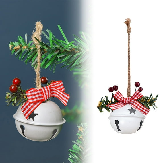EZPXFCI Christmas Bell Ornaments, 1.96'' Xmas Tree Hanging Decorations Large Size Bells with Star Cutouts Anniversary Bells with Berry for Door Yard Home Crafts Holiday Party Favors