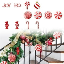 EZPXFCI Christmas Candy Ornament Set - 12 Pcs Plastic Peppermint Candy Cane Christmas Decorations Xmas Hanging Lollipop Pattern Decorations with Rope for Xmas Holiday Festival Decor Photo Booth Prop