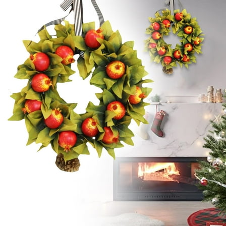 EZPXFCI Fall Wreaths for Front Door Outside 17.7 Inch Autumn Wreath with Apples, Red Berries, Yellow Flowers,Fall Door Wreath, Outdoor Wreaths for Front Door Decor