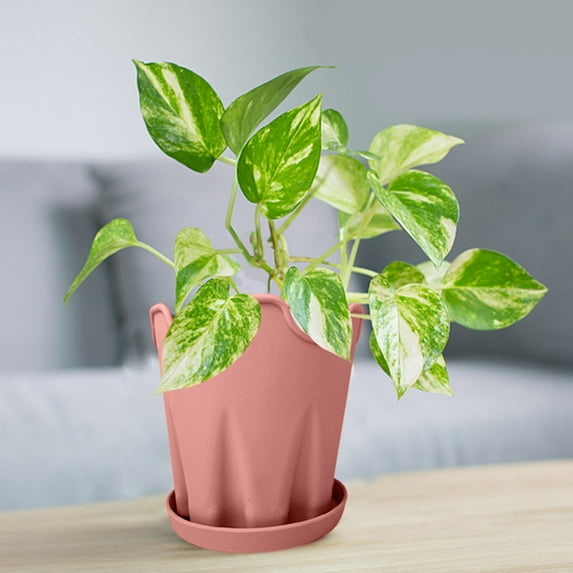 EZPXFCI Flower Pot 4 Inch, Silicone Plant Pot with Bottom Tray Indoor Outdoor Planter Pot for Garden Home Office Garden Decor