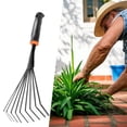 thumbnail image 1 of EZPXFCI Garden Rake Leaf Rake, Heavy Duty Gardening Hand Tool with Ergonomic Handle and Hanging Hole for Storage, Stainless Steel Head and Tines, Perfect for Maintaining a Raised Garden Bed, 1 of 4