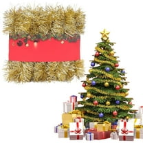 EZPXFCI Gold Tinsel Garland, 32.8 Ft Christmas Metallic Foil Tinsel Garland Decoration for Holiday Tree Walll Rail Home Office Event Fall Thanksgiving Decoration