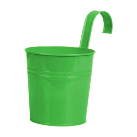EZPXFCI Hanging Metal Iron Flower Pots Garden Plant Pot Balcony Planter Detachable Hook, 1pc Green