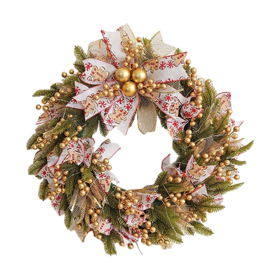 EZPXFCI Lambs Ear Wreath for Front Door with Pine Cones Shells Satin Bow Bells, Artificial Winter Spring Wreath for Indoor Outdoor Farmhouse Porch Wall Wedding Decor