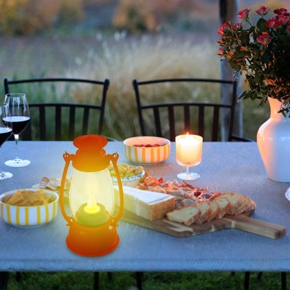 EZPXFCI Lantern Decorative with Flickering LED Candle, 6Inch Small Western Lantern for Table Centerpiece, Vintage Hanging Candle Holders for Western Halloween Camping Party Decor