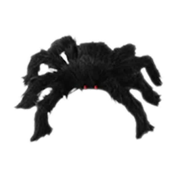 EZPXFCI Large Black Hairy Spider Halloween Prop, Giant Realistic Scary Outdoor Decoration with Soft Fuzzy Body, Creepy Giant Spiderweb for Yard Haunts, Porch, and Halloween Party Decor