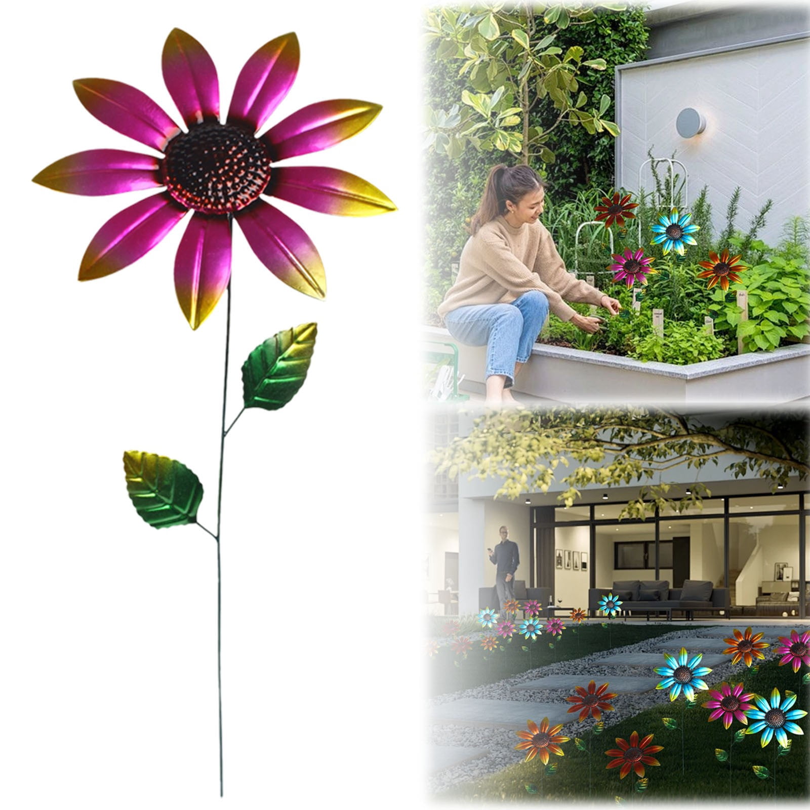 EZPXFCI Metal Flowers for Outside,18