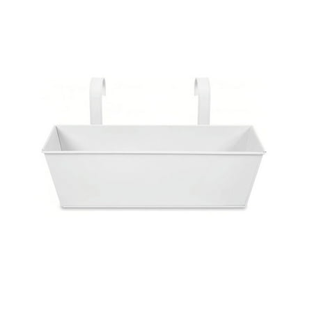 EZPXFCI Metal Hanging Flower Pots for Railing Or Fence 9.6 Inch Railing Planter for Any Balcony, Porch or Deck Countryside Style with Detachable Hooks for Garden Yard Home Decor (White)