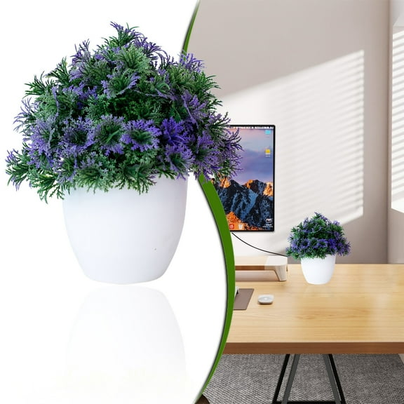EZPXFCI Mini Artificial Faux Plants 7.5 Inch, Small Fake Plants with Flowers,White Potted Greenery for Bathroom Office Home Conference Table & Indoor Desk Decor Farmhouse Kitchen Library Restaurant