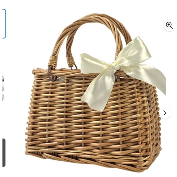 EZPXFCI Natural Handwoven Wicker Handbag,Rectangular Basket Purse,Women Straw Tote (Rectangular Khaki) 9" x 6.2"