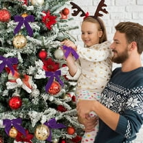 EZPXFCI Purple Velvet Christmas Bows - 3.5x3.5 Inch Twist Tie Bows for Tree, Wreath, Gift Wrapping, Crafts & Party Decor