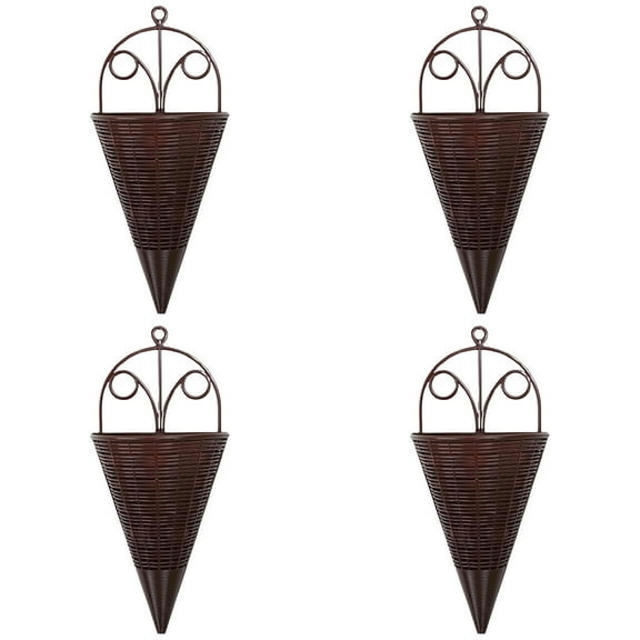 EZPXFCI Rattan Hanging Planter 3Pcs Cone Hanging Basket Planters Cone Woven Hanging Flower Pot Wicker Ceiling Plant Pot Wall Flower Bird for Indoor Outdoor Decoration