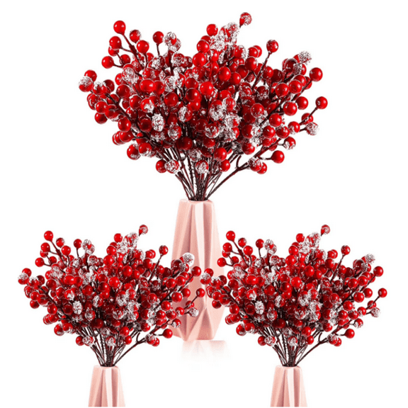 EZPXFCI Red Berry Stems - 7.9'' Holly Berry Stems, Red Berries Christmas Decor, Red Berry Picks for Christmas Tree Filler Branches, Artificial Cranberries Ornaments Crafts Holiday Home Decor