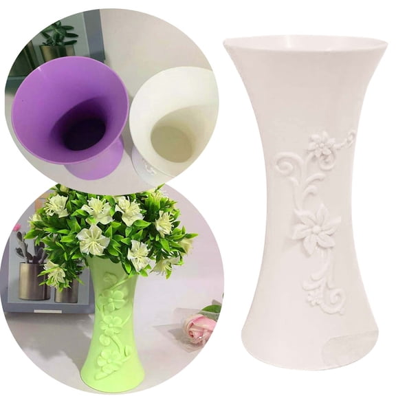 EZPXFCI Small Vases for Flowers, Plastic Embossment Vase Centerpieces, Mini Rustic Wedding Decorations, Vintage Look Home Table Flower Decor