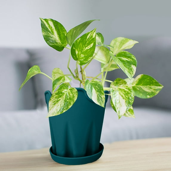 EZPXFCI Unique Design Silicone Flower Pot - 4 Inch Plant Pot with Bottom Tray Indoor Outdoor Planter Pot for Home Office Garden Decor