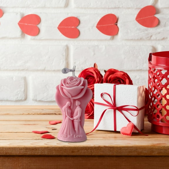 EZPXFCI Valentine's Day Rose Couple Aromatherapy Candle Wedding Decor Ornament Creative Love Candle