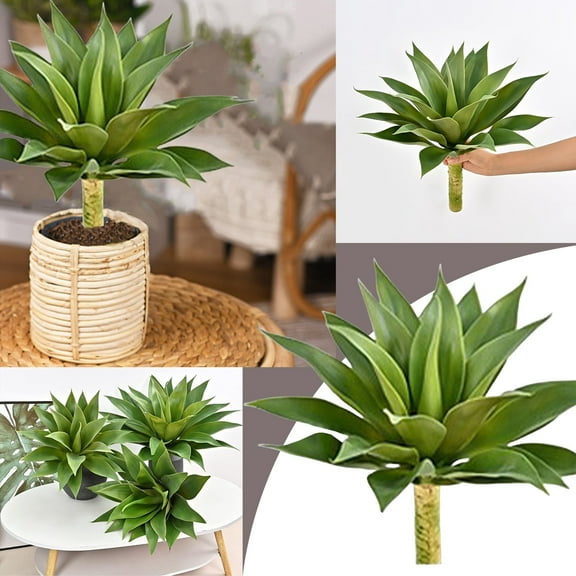 EZPXFCI Velener Artificial Agave Fake Plants, Yellow Fake Succuents Plant for Room Decor, Unpotted Faux Agave Plant for Outdoor/Indoor Fall Decor, Green, 22 inches, Set of 1