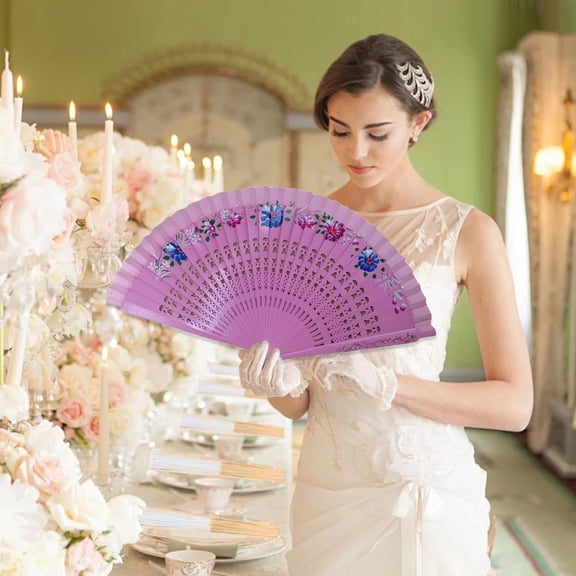 EZPXFCI Vintage Spanish Folding Fan for Women Double-Side Flower Painting Gypsy Wooden Hand Fan for Dance Festival Decoration Hand Painted Spanish Fans Elegant Pattern Fan