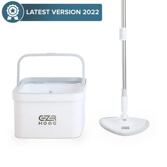 EZR Mop and Bucket with Wringer Set - Triangle Mop Set with Separate Dirty Water Filtration System - Hand-Free Cordless Mop