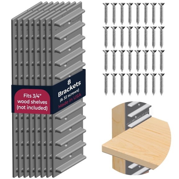 EZStudRack Adjustable Between Stud Shelf Brackets, Gray, 8 Pack (4 Pair)
