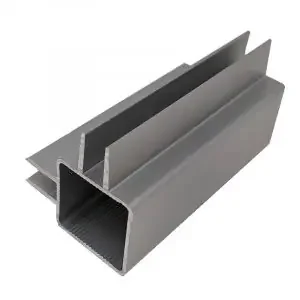 EZTube 100-263-S 2-Way L-Slotted Center Channel, Captive Fin Square Aluminum Extrusion, 1/4 Panel, 94" x 1" x 1" Rail