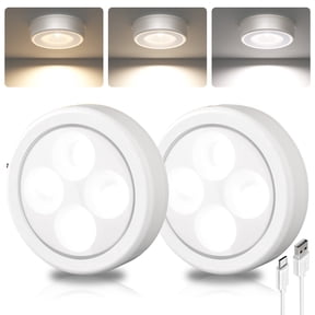 EZVALO LED Puck Lights, Rechargeable Push Light, 2.5'' Mini Tap Light Battery Operated, Under Cabinet Lighting, Touch Closet Light, 3 Color Temps, Stick on Lights for Kitchen, Pantry, 2 Pack