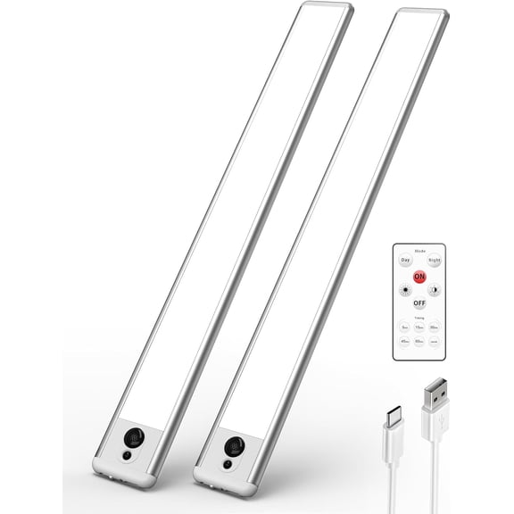 Under Cabinet Lights,14.5'' Motion Sensor Light Indoor Dimmable, Super Bright 4000mAh Rechargeable Closet Lights 5700K with Remote Control, Wireless Under Counter Light for Kitchen,Cabinet