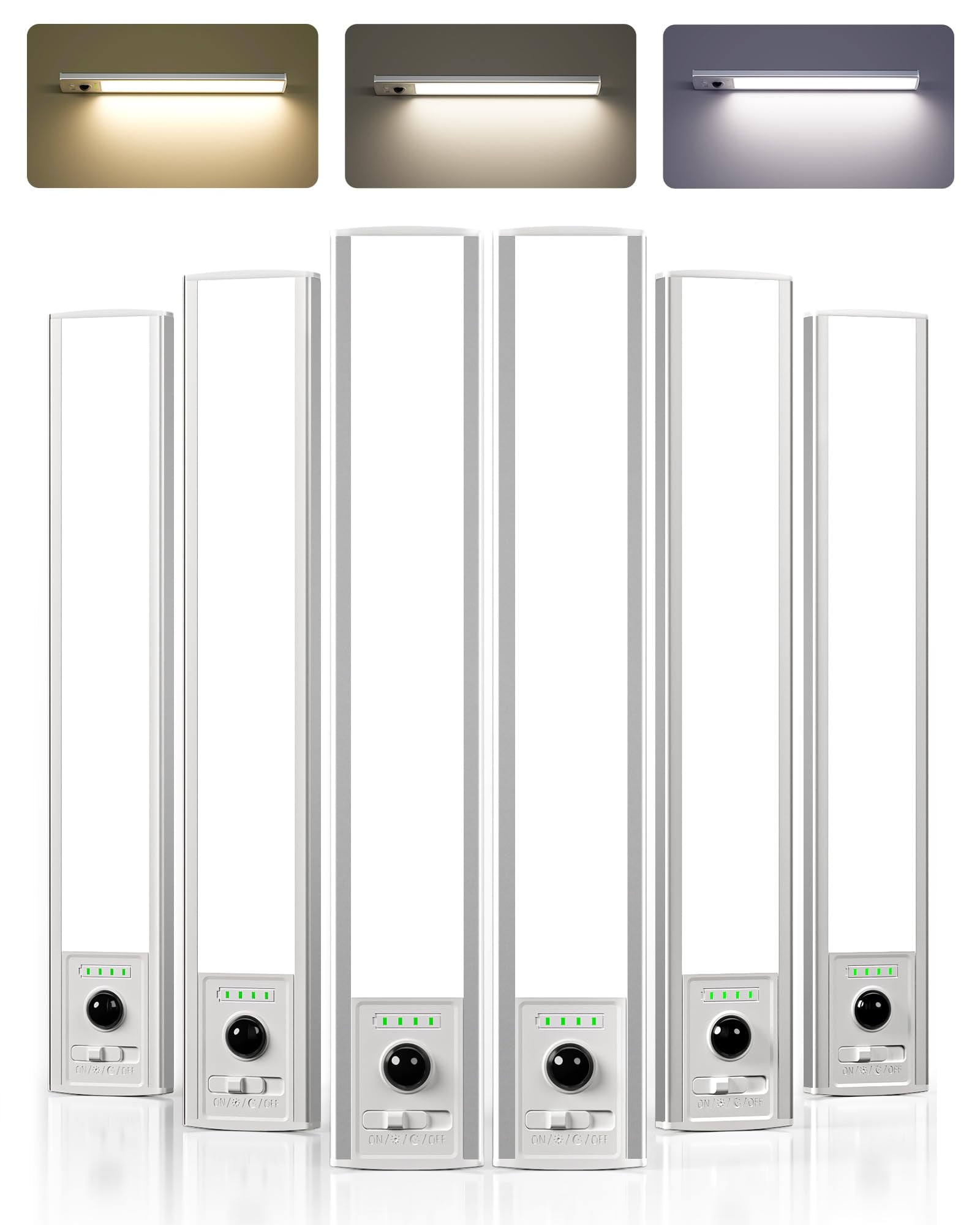 EZVALO Luci LED Con Sensore Di Movimento – Confezione Da 3, Ricaricabili USB-C, 5300K, Dimmerabili, Con Telecomando, Per Cucina, Armadio, Garage