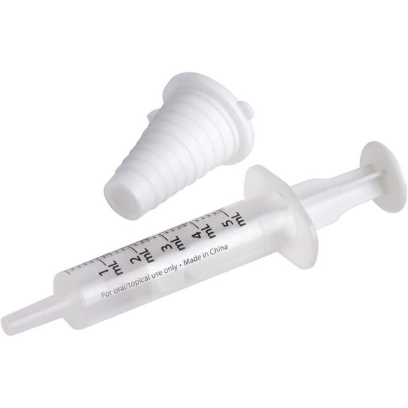 EZY DOSE Kids Baby Oral Syringe & Dispenser Calibrated for Liquid Medicine, Reduce Mess, Easy Way to Orally Administer Medication, 5 mL/1 TSP, Includes Bottle Adapter, Clear, BPA F