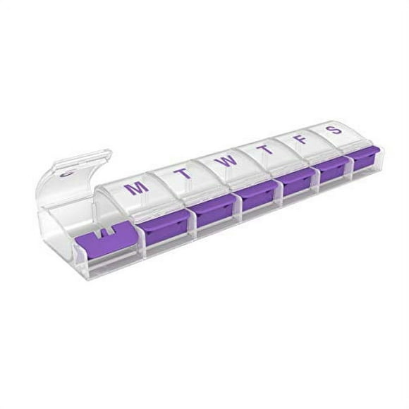 EZY DOSE Weekly (7-Day) Pill Organizer, Vitamin and Medicine Box, Large Push Button Compartments, Clear Lids