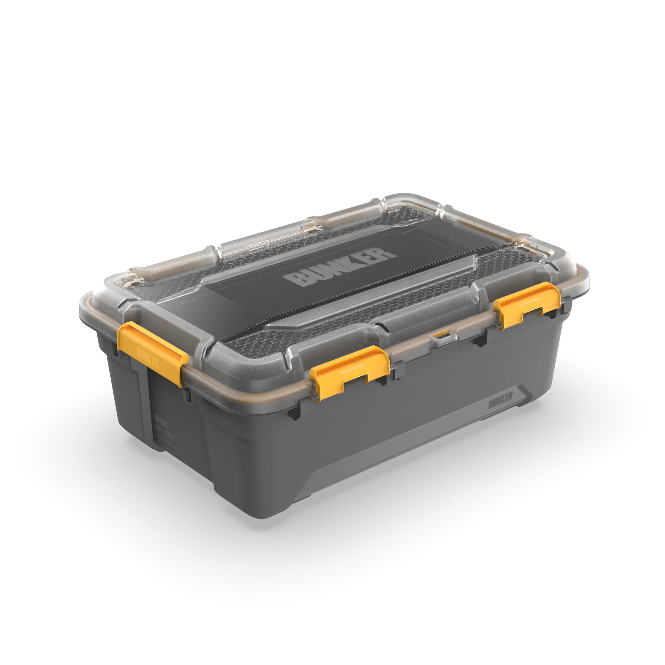 Ezy Storage 11.9 Medium Gasket Tote, IP68 WaterProof Plastic Storage Bin with Lid, Gasket Seal and Durable Latches, Gray