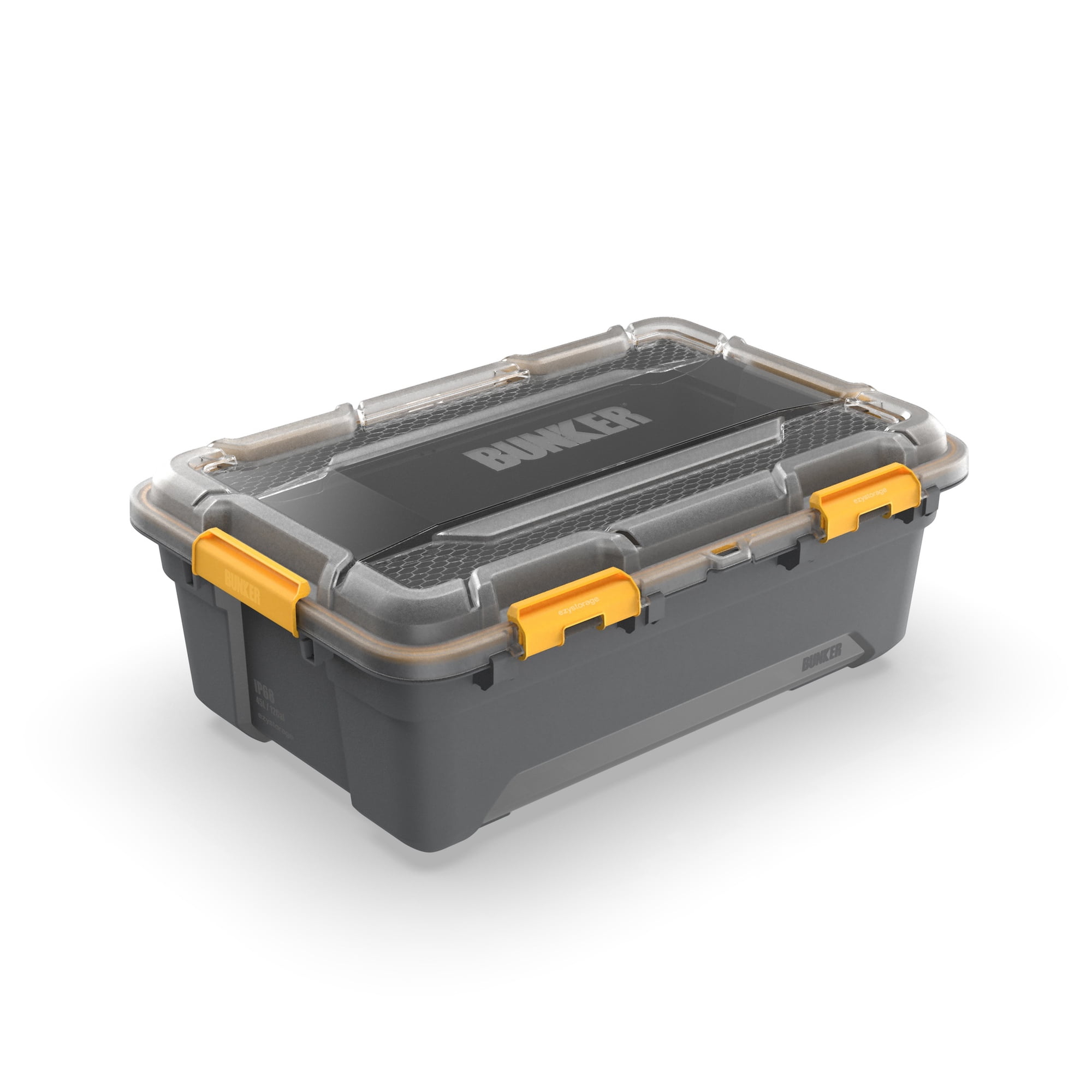 Ezy Storage 11.9 Medium Gasket Tote, IP68 WaterProof Plastic Storage Bin with Lid, Gasket Seal and Durable Latches, Gray
